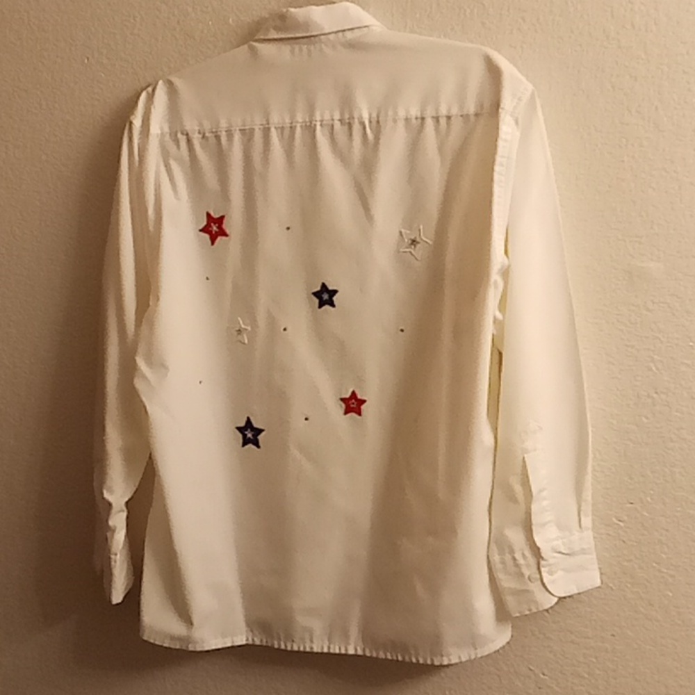 White Star Embellished Women Size PS Shirt HMBC X - Picture 3 of 13